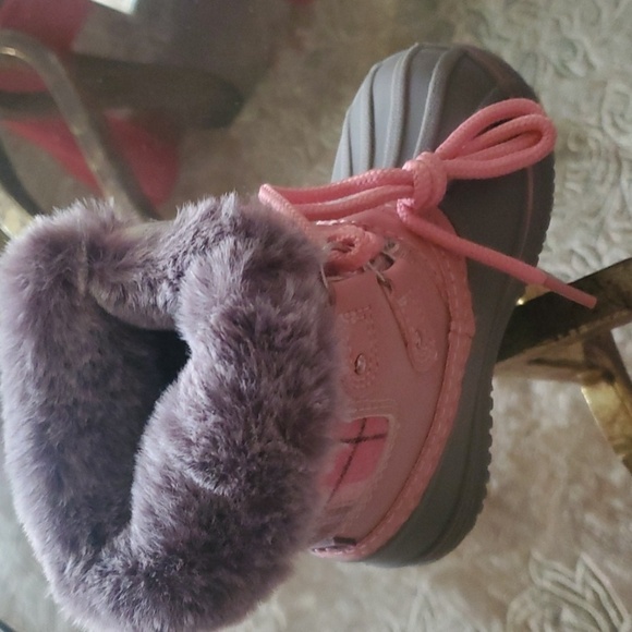 London Fog shoes girls size 6M Lil Tottenham pink / grey boots water res… - Picture 3 of 13